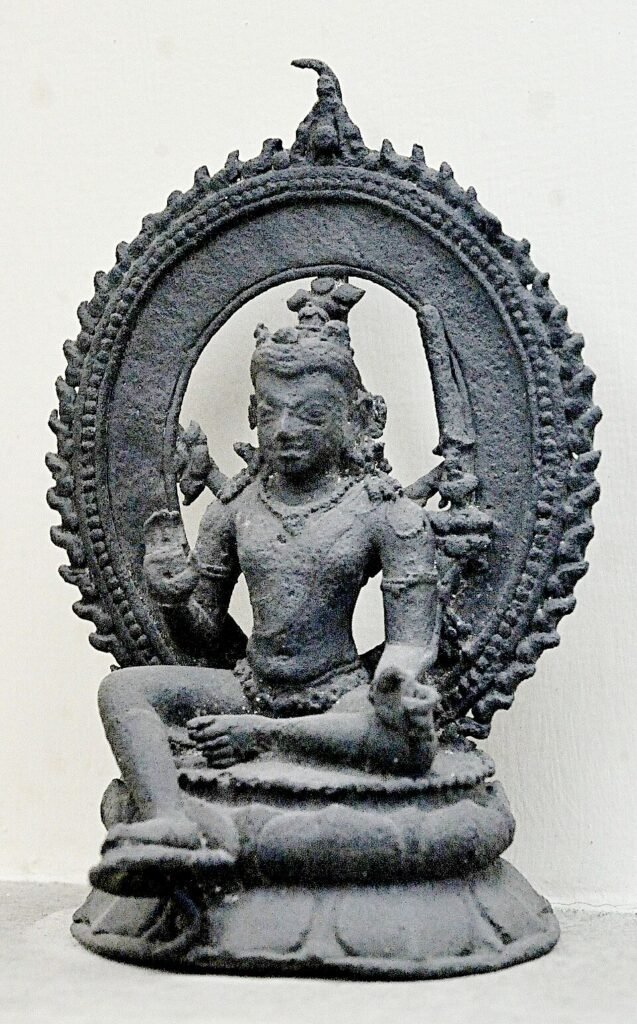 Bronze statue of the Bodhisattva Avalokiteśvara from Nalanda, Bihar, Pāla period (8th–12th century CE), now in the Indian Museum, Kolkata.