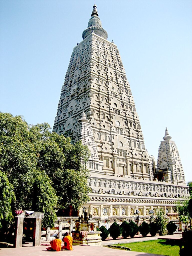 Mahabodhi Temple at Bodh Gaya in Bihar, India, the sacred Buddhist pilgrimage site marking the place where the Buddha attained enlightenment beneath the Bodhi tree.