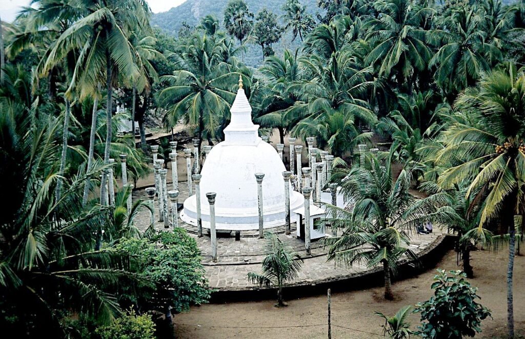 Ambasthala Dagoba stupa at Mihintale in Sri Lanka marking the traditional meeting place of Mahinda and King Devanampiya Tissa.