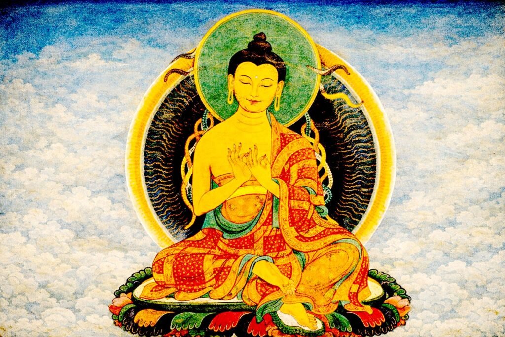 Before Esotericism: Rethinking the Origins and Meaning of the Guhyasamāja Tantra Nāgārjuna depicted in meditation, associated with the Madhyamaka philosophy of emptiness (śūnyatā), foundational to later Buddhist thought including Tantra.