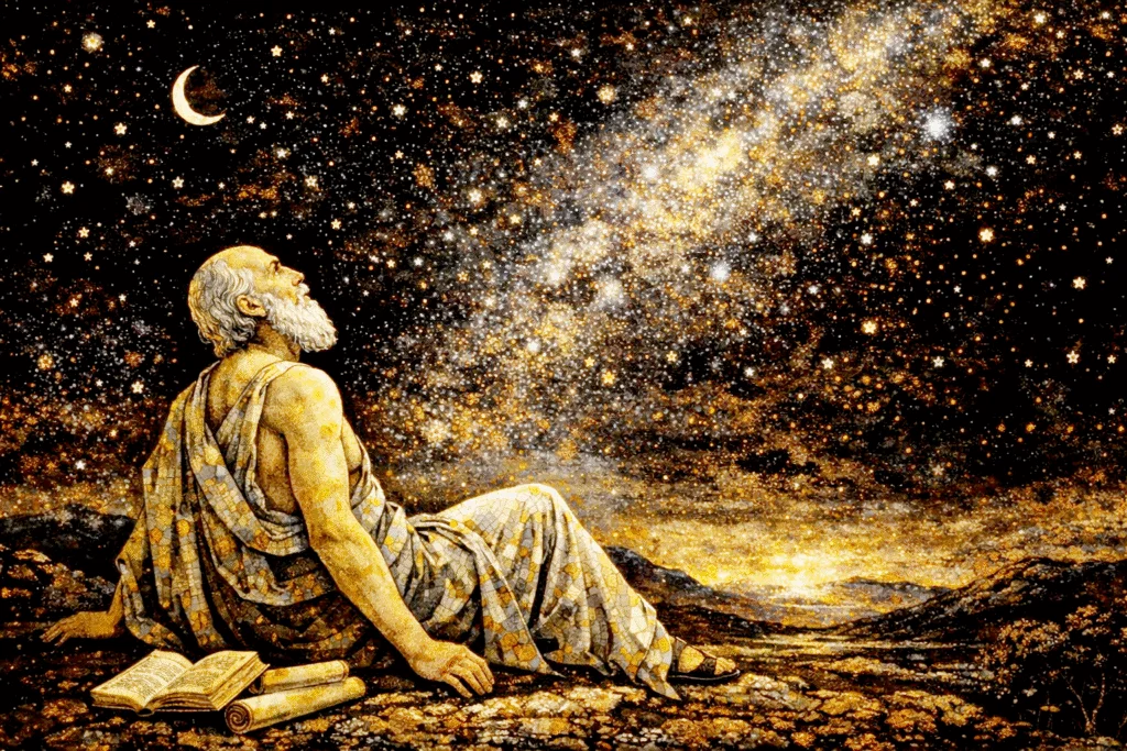 Home philosopher contemplating the cosmos nature of experience perception and dependent origination