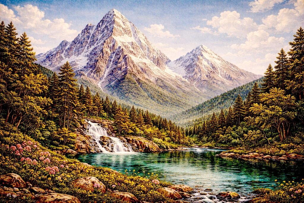 Buddhist Logic as a Discipline of Epistemic Restraint: From Perception to the Limits of Inference Mountain landscape with multiple peaks and depth perspective, illustrating the relative nature of height and conceptual judgment in perception