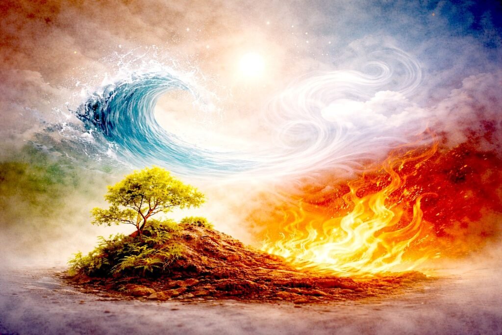 six elements buddhist cosmology earth water fire air space consciousness